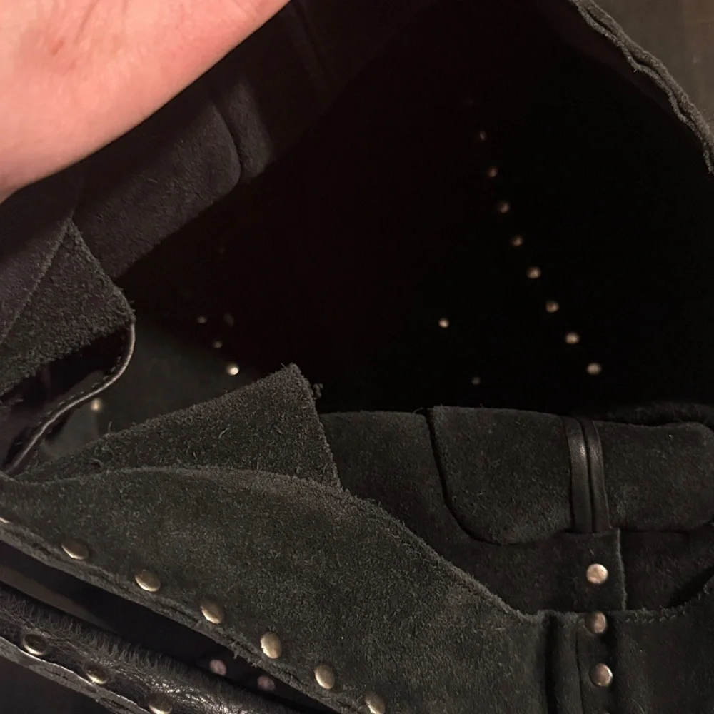 Frye Black Nikki Studded Pebbled Leather Hobo Shoulder Bag